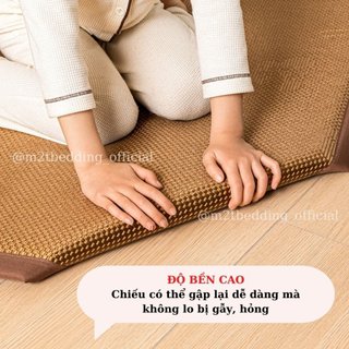 Chiếu mây lụa cao cấp M2T BEDDING mềm, mịn, mát, tặng kèm 2 vỏ gối nằm
