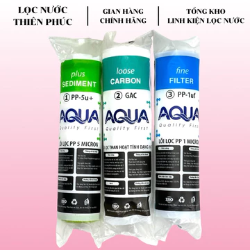 Bộ Lõi 123 Aqua Nilong 10 Inch ( PP 5 Micron - GAC - PP 1 Micron ) - Bộ Lõi Lọc Nước Aqua Nilong