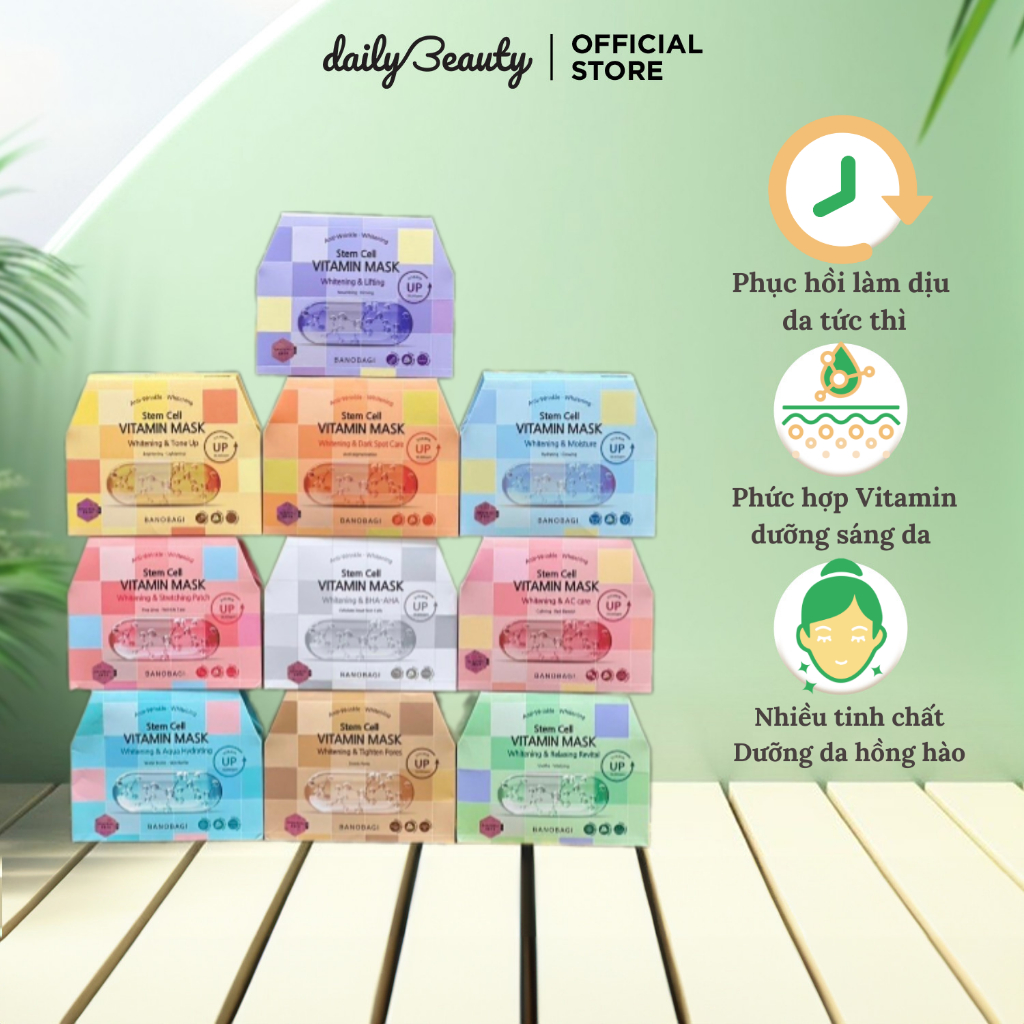 Ảnh Mặt Nạ Dưỡng Ẩm Trắng Da, Cấp Nước Tức Thì BANOBAGI Stem Cell Vitamin Mask  Daily Beauty 1