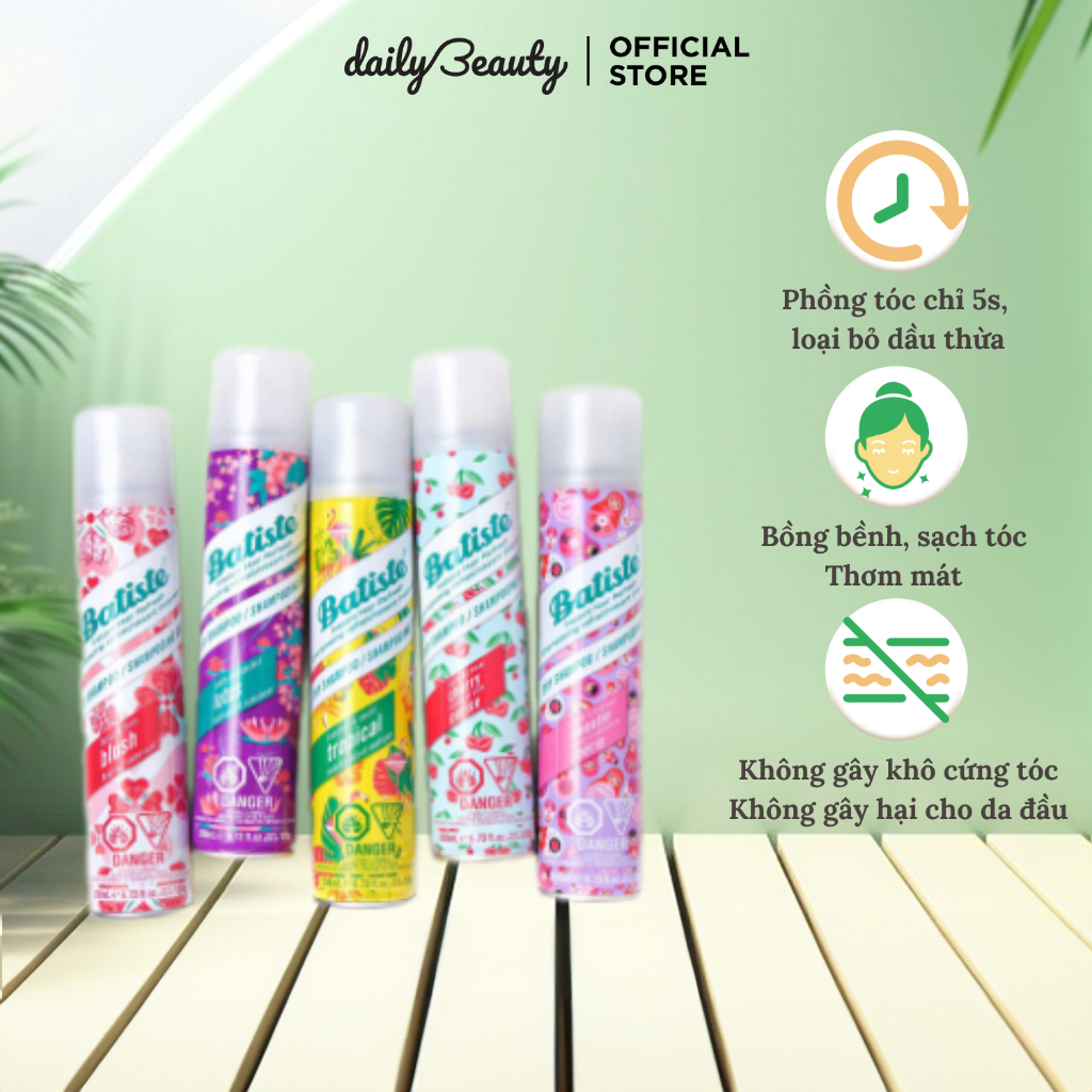 Ảnh Dầu Gội Khô Batiste Dry Shampoo Thơm Mát, Bồng Bềnh 200ml Daily Beauty 2