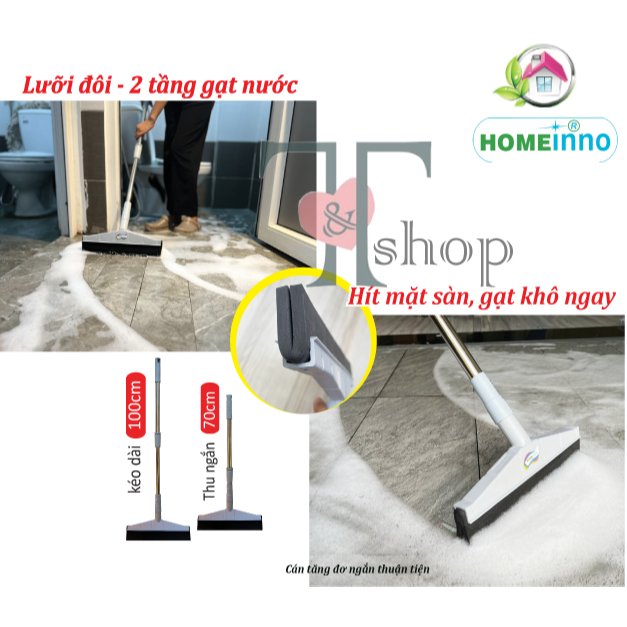 Cây Tăng Đơ 70cm-100cm Gạt Lùa Nước Sàn Lưỡi Đôi 33cm Homeinno Siêu Khô