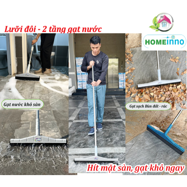 Cây Tăng Đơ 70cm-100cm Gạt Lùa Nước Sàn Lưỡi Đôi 33cm Homeinno Siêu Khô