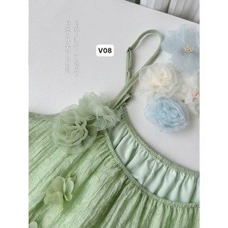 [Slii Homewear] Đầm Maxi 2 dây trơn đính hoa nhiều lớp nhẹ nhàng tiểu thư cho các nàng