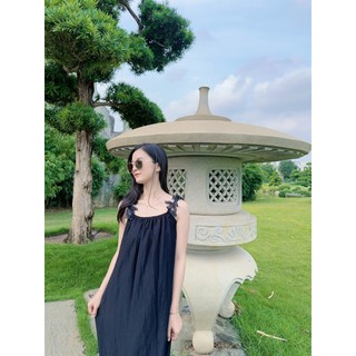[Slii Homewear] Váy lụa trơn bồng bềnh 2 lớp, dây váy may kiểu lá phong cách tiểu thư.
