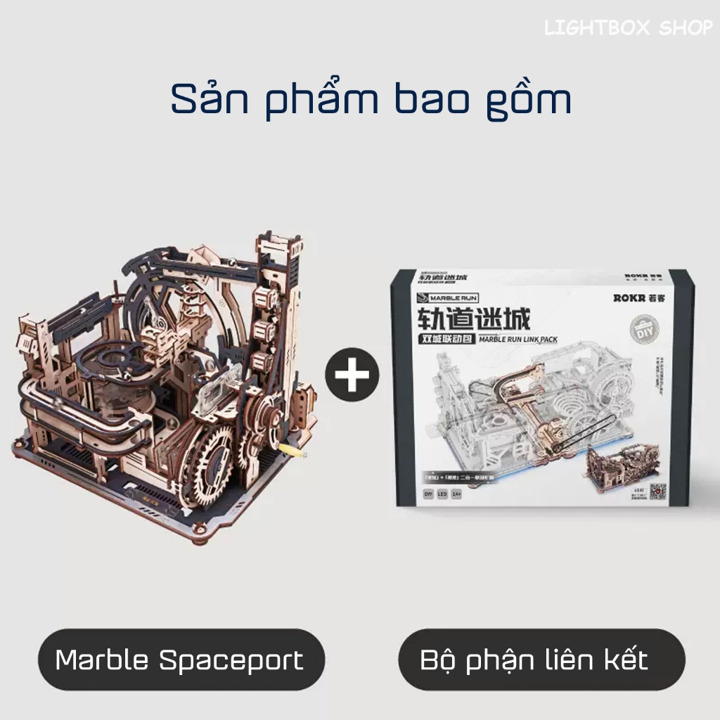 Mô hình Robotime ROKR Marble Spaceport Marble Run 3D Tự Lắp ráp Bằng gỗ ...
