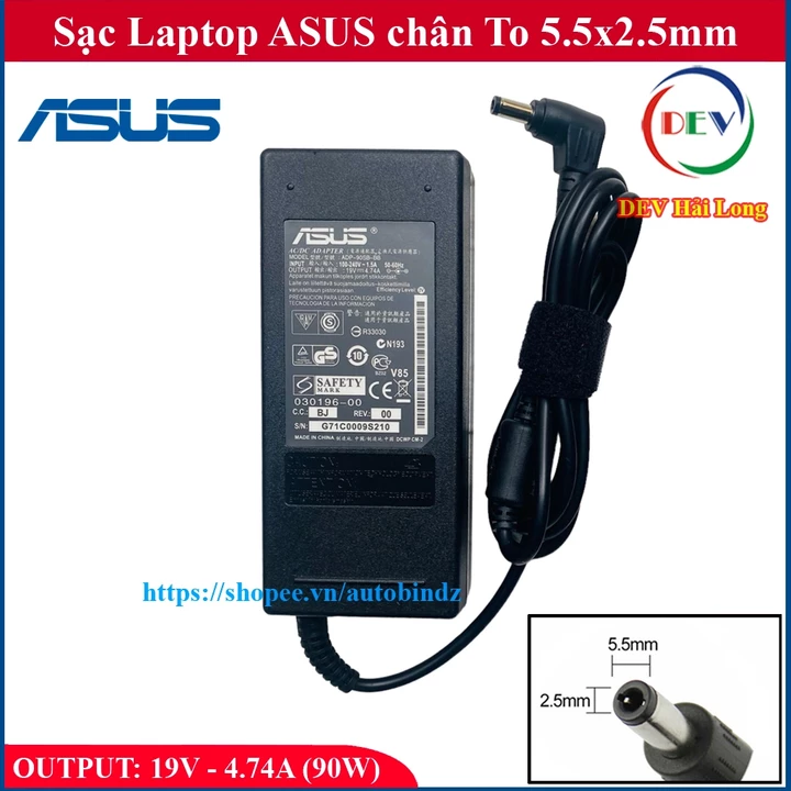 ⚡️[Sạc zin] SẠC LAPTOP ASUS 19V 4.74A ~ 90W chân To 5.5x2.5mm - đường kính đầu sạc 5.5mm - hàngzin linh kiện mới