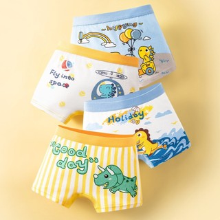 [BT21 Combo 4 quần sịp cao cấp] Quần lót bé trai, quần bơi bé trai cotton cao cấp Maruka Fashion khủng long sọc vàng