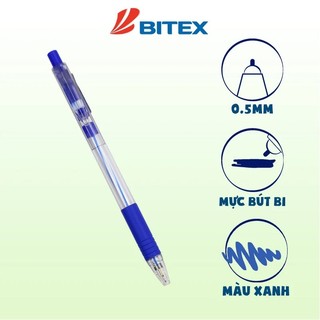 Combo 10 Bút Bi Bitex B03 ngòi 0.5mm mực xanh/đỏ/đen