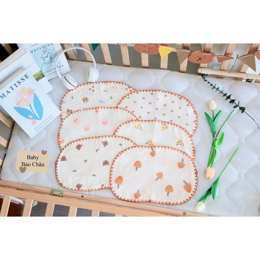 Gối Xô Muslin 10 Lớp Dành Cho Bé Sơ Sinh Cao Phong Cách Hàn Quốc 3sbaby DT06