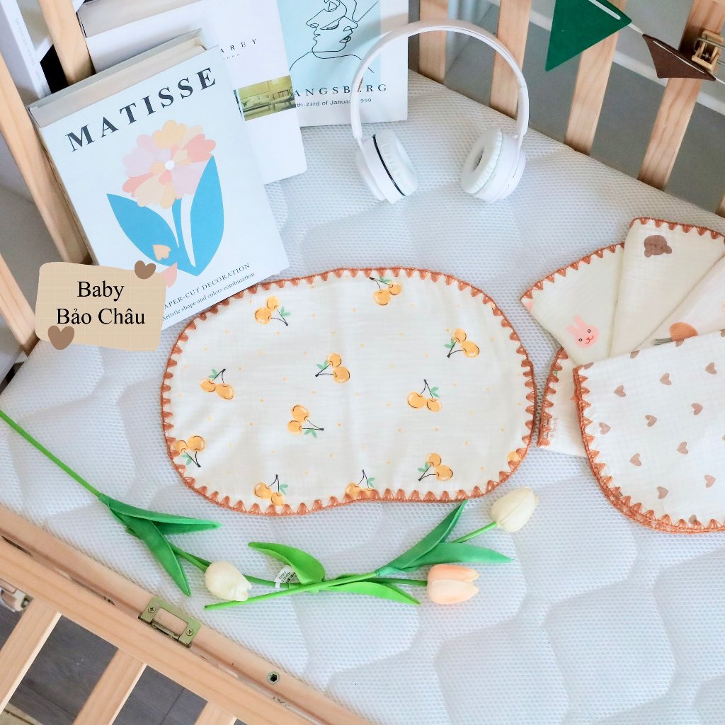 Gối Xô Muslin 10 Lớp Dành Cho Bé Sơ Sinh Cao Phong Cách Hàn Quốc 3sbaby DT06