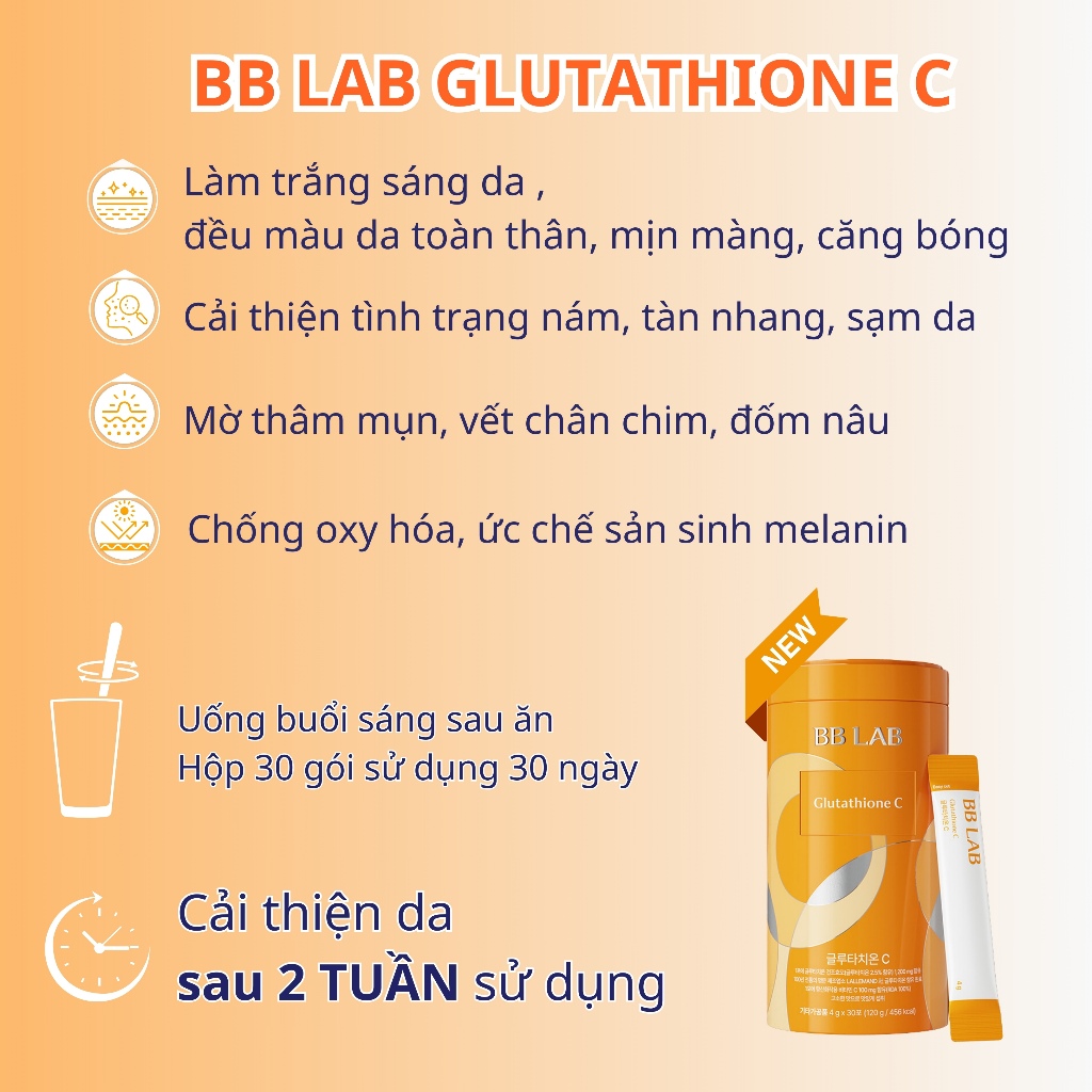 Ảnh Combo BB LAB Collagen, Glutathione C Trẻ Hóa Làn Da, Chống Lão Hóa, Mờ Nám, Tàn Nhang  30 Gói- 30 Gói/Hộp 2