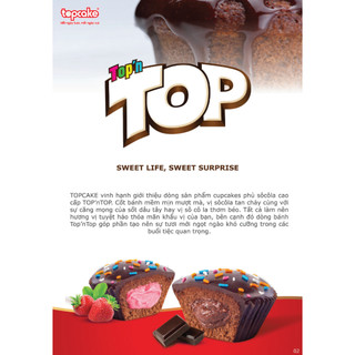 Combo 2 hộp bánh cupcake TOP'N TOP Nhân kem socola & Nhân kem dâu Mềm Xốp Ít ngọt