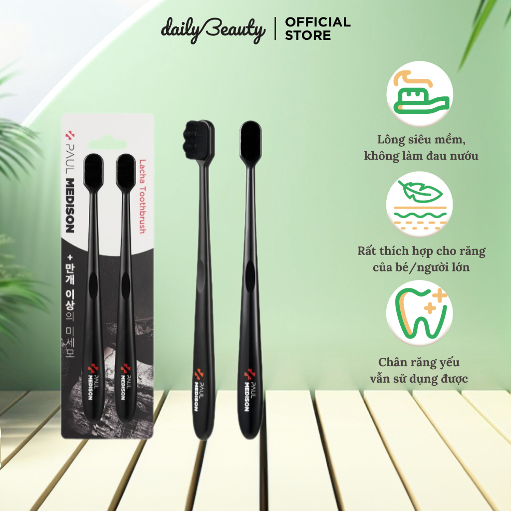 Ảnh Bộ combo 2 Bàn Chải Thành Phần Than Đen Paul Medison Lacha ToothBrush Daily Beauty 1