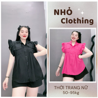 Áo sơ mi bigsize nữ tay cánh tiên dáng xòe có túi 2 bên cách điệu hàng nút kiểu babydoll xinh xắn SM35