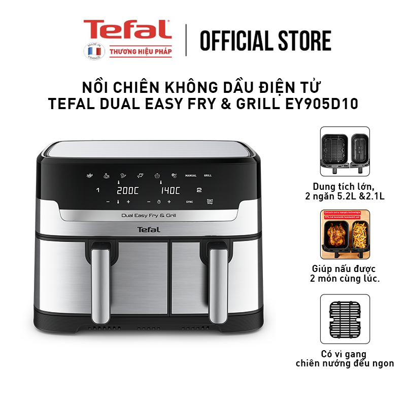 Nồi chiên không dầu điện tử Tefal Dual Easy Fry & Grill EY905D10