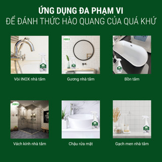 Tẩy cặn canxi, vách kính, gương soi, vòi sen, bồn sứ, chậu tắm, gạch men Hikit 500 g
