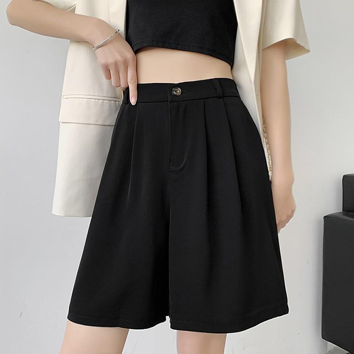 Ảnh Quần short lửng nữ ống rộng có lưng thun THOCA HOUSE quần tây freesize thoải mái 1