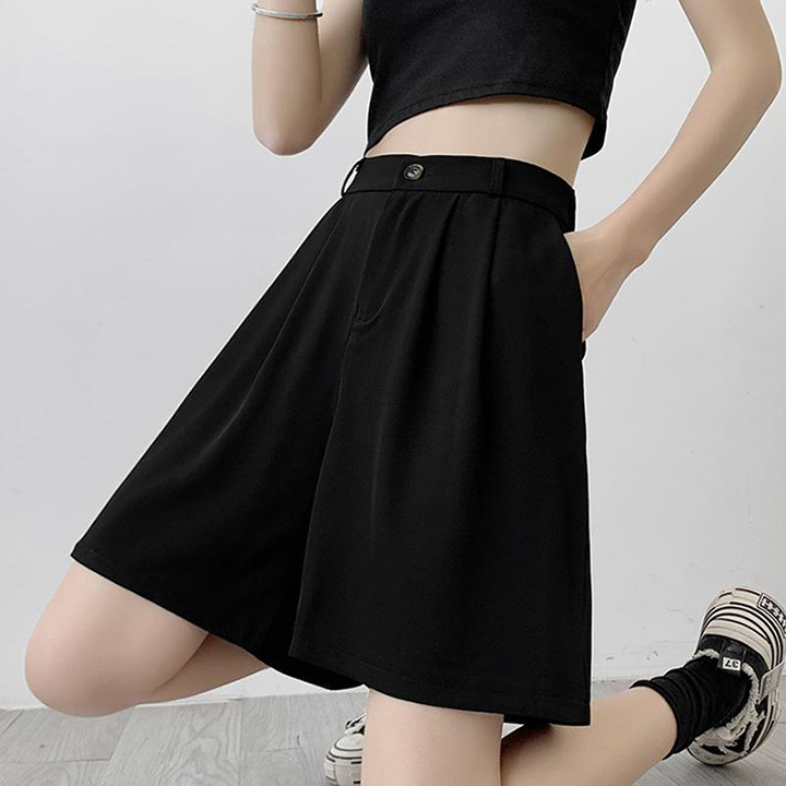 Ảnh Quần short lửng nữ ống rộng có lưng thun THOCA HOUSE quần tây freesize thoải mái 4