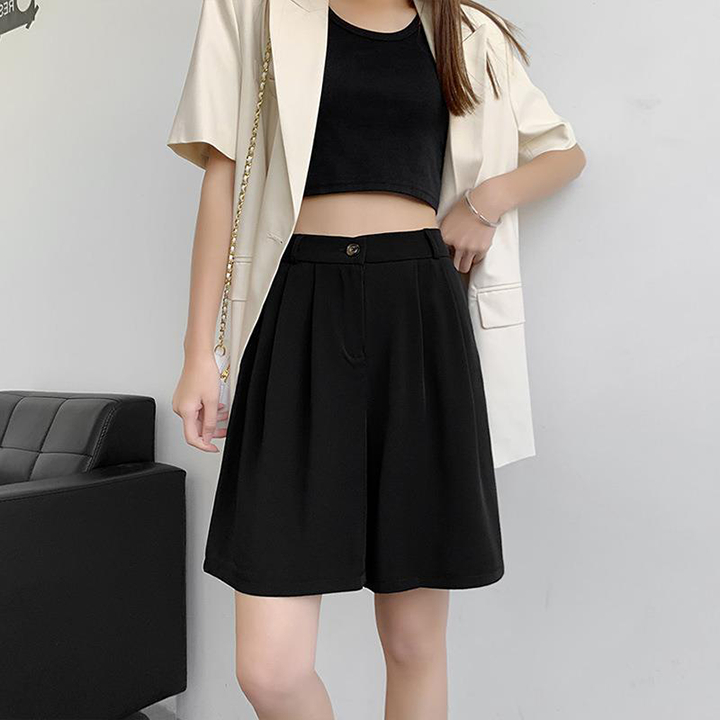 Ảnh Quần short lửng nữ ống rộng có lưng thun THOCA HOUSE quần tây freesize thoải mái 2