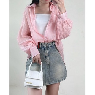 Áo sơ mi voan tơ mỏng mát nhiều màu kèm áo 2s - 247store - SMvoanto1311_P5K10