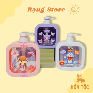 Ưu đãi - Chai đựng dầu gội, sữa tắm, bình đựng kem dùng cho gia đình, khách sạn hình dán xinh xắn 500ml