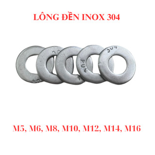 [Túi 10-20 Cái] Long Đền Phẳng INOX 304 - Vòng Đệm Tròn M4 M5 M6 M8 M10 M12 M14 - Thép Không Gỉ Sáng Bóng, Chống Ăn Mòn