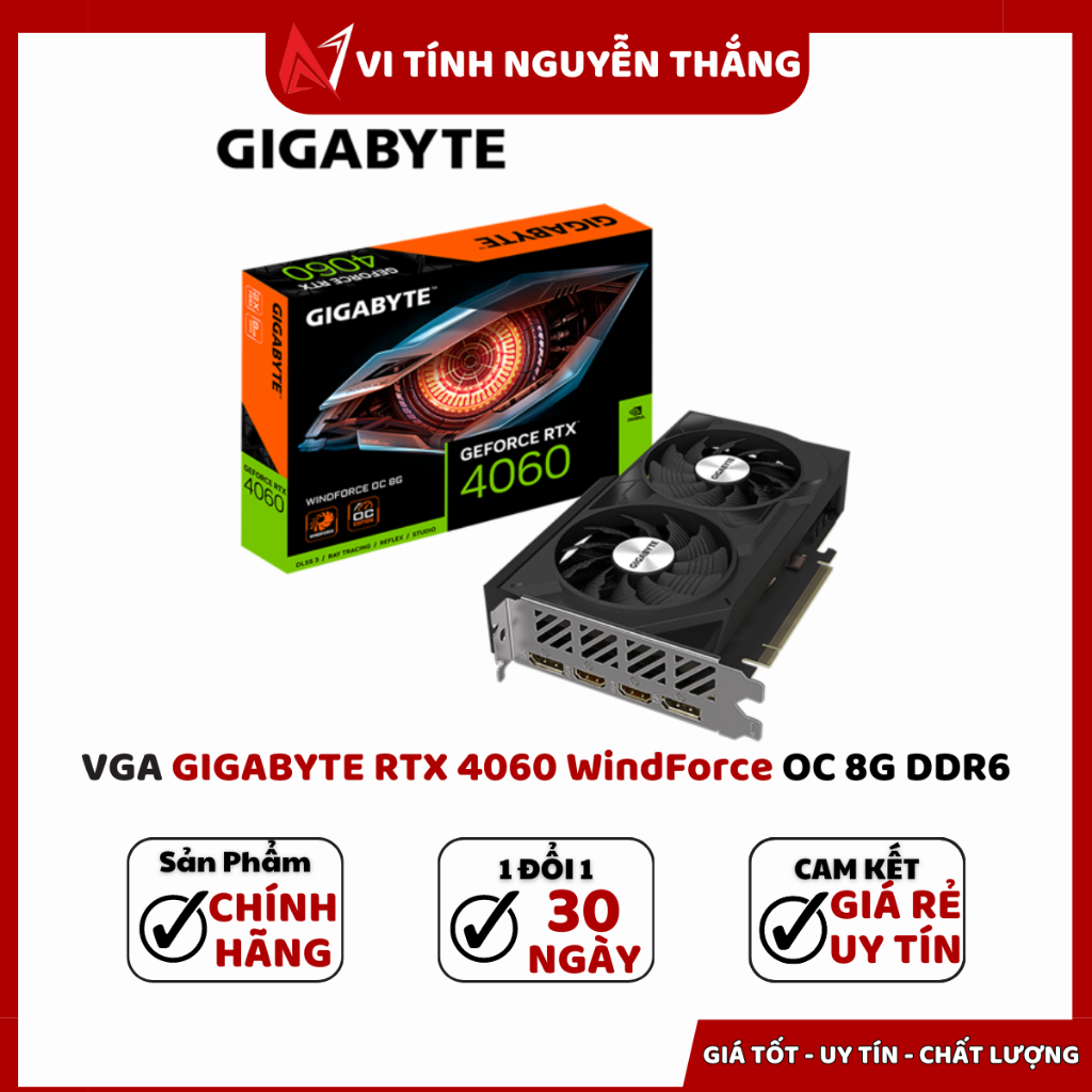 Card Màn Hình Vga Gigabyte Geforce Rtx 4060 Windforce Oc 8g Ddr6 Shopee Việt Nam