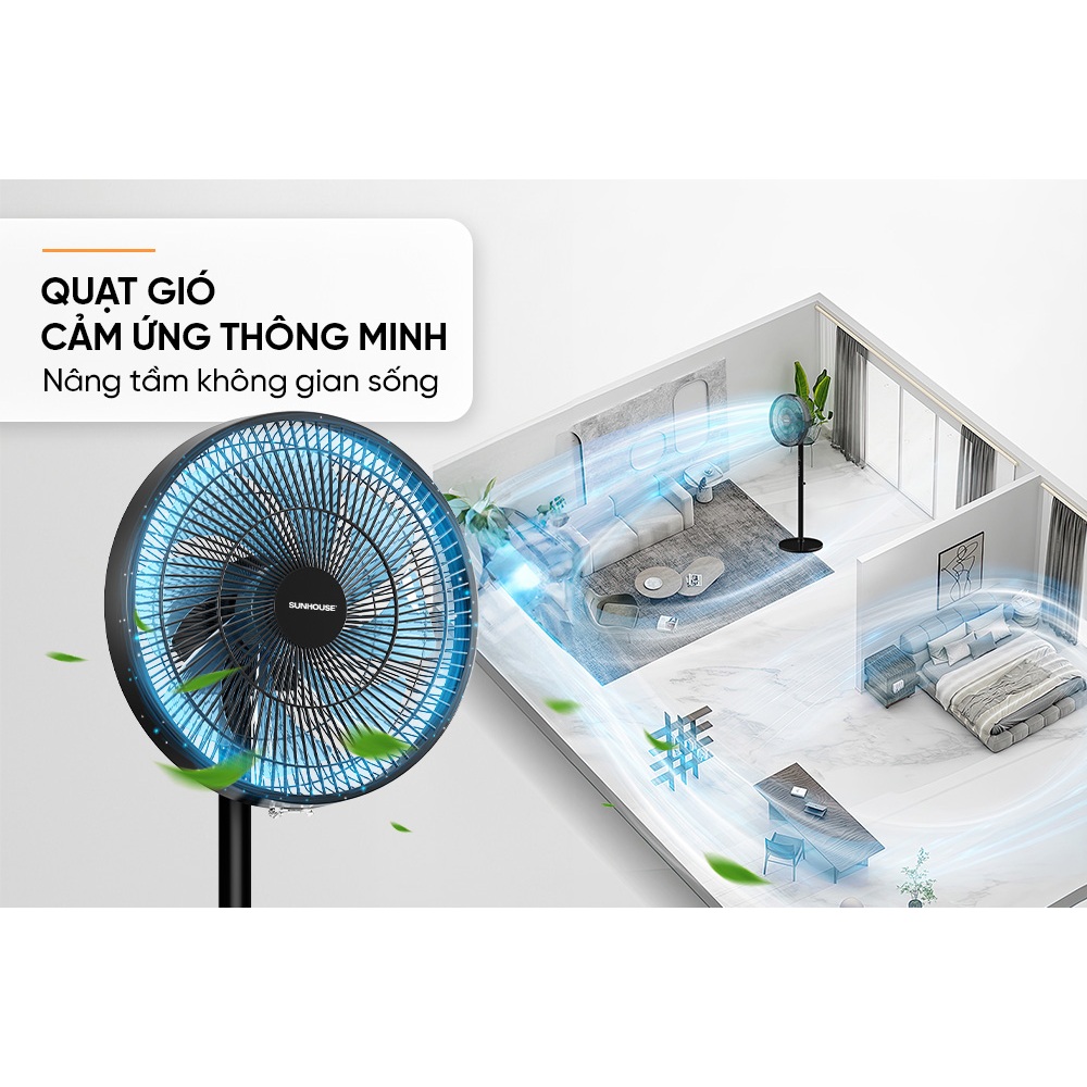 Ảnh Quạt đứng Sunhouse 8 cánh 60W SHD-7346, động cơ đồng nguyên chất, vận hành êm ái, không tiếng ồn 2