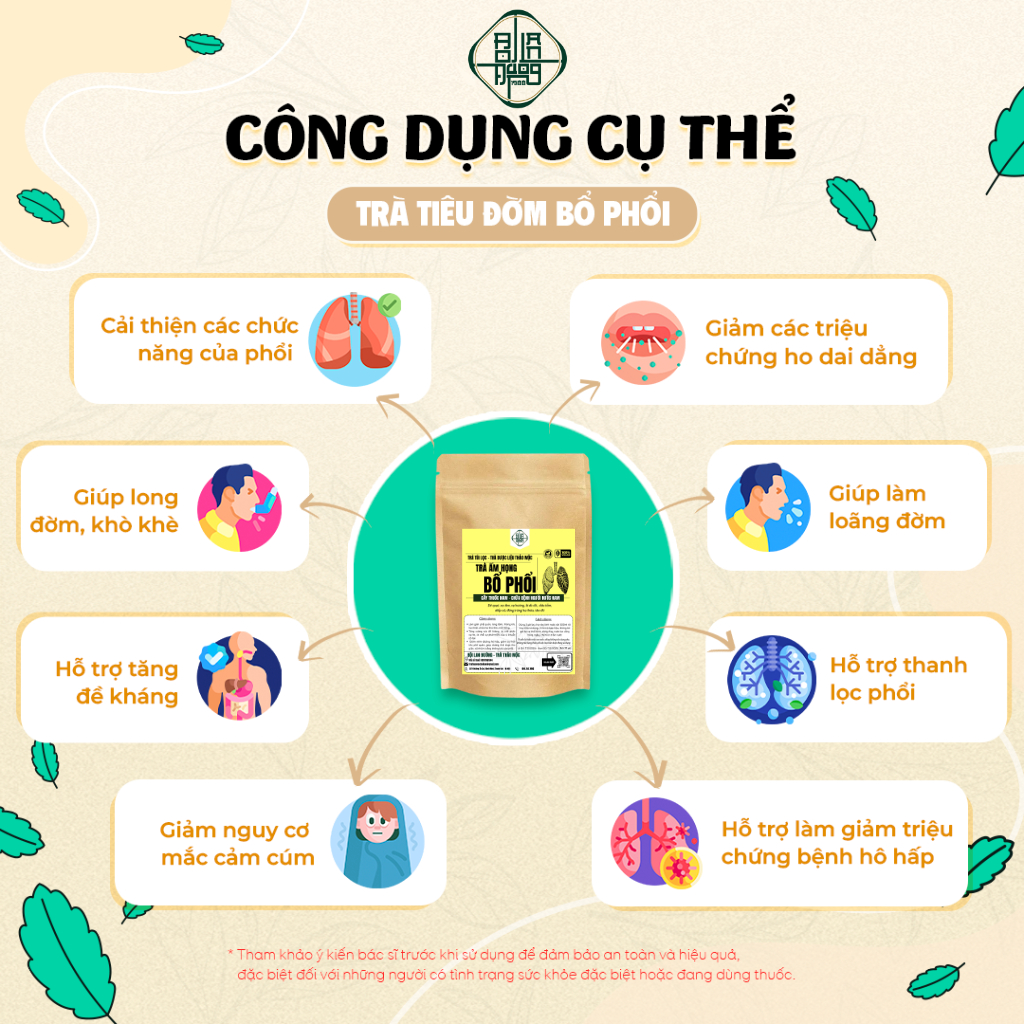 Trà Bổ Phổi Bội Lan Đường - Thảo Dược Tiêu Đờm, Giảm Ho Nhanh, Giảm Đau Rát Họng, Bảo Vệ Hô Hấp