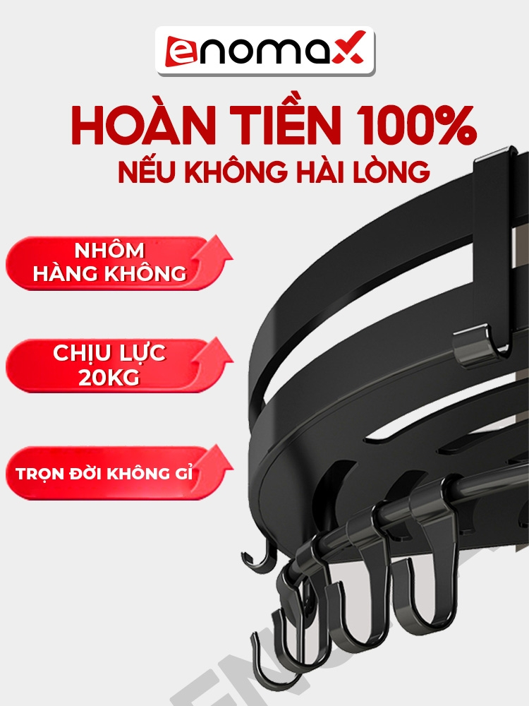 Ảnh Kệ góc nhà tắm Enomax dán tường đa năng, đựng đồ trong phòng tắm. Nhôm hàng không cao cấp. Bảo Hành 10 Năm ( Eno 0108 ) 2