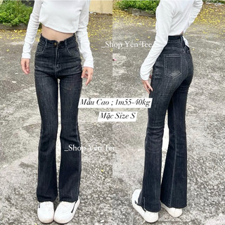 Quần jeans ống loe nữ màu khói mới Yến Tee Shop, ống loe nhẹ phong cách Hàn Quốc dễ phối đồ #10070