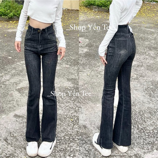 Quần jeans ống loe nữ màu khói mới Yến Tee Shop, ống loe nhẹ phong cách Hàn Quốc dễ phối đồ #10070