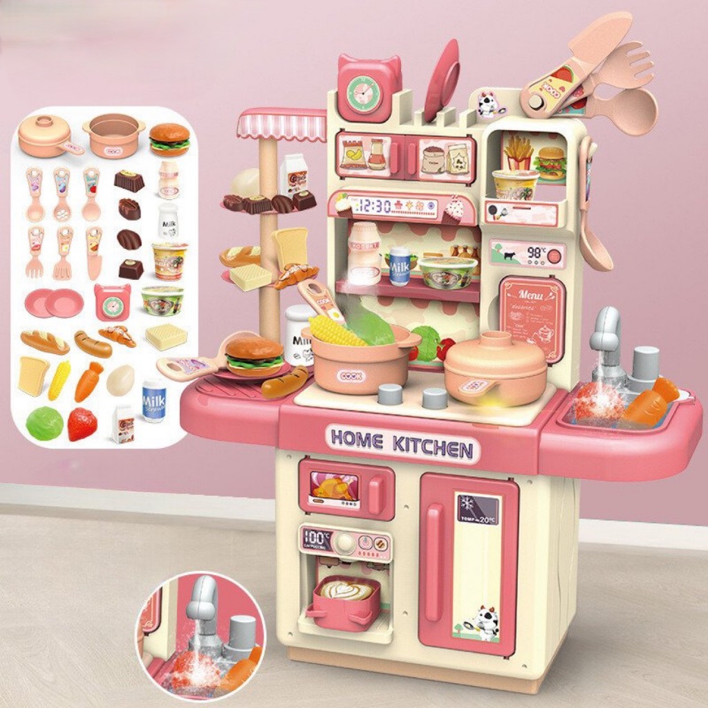 Bộ Đồ Chơi Nhà Bếp Cao 36cm Có Hiệu Ứng Khói Và Vòi Nước Bếp Nấu Ăn Cho Bé