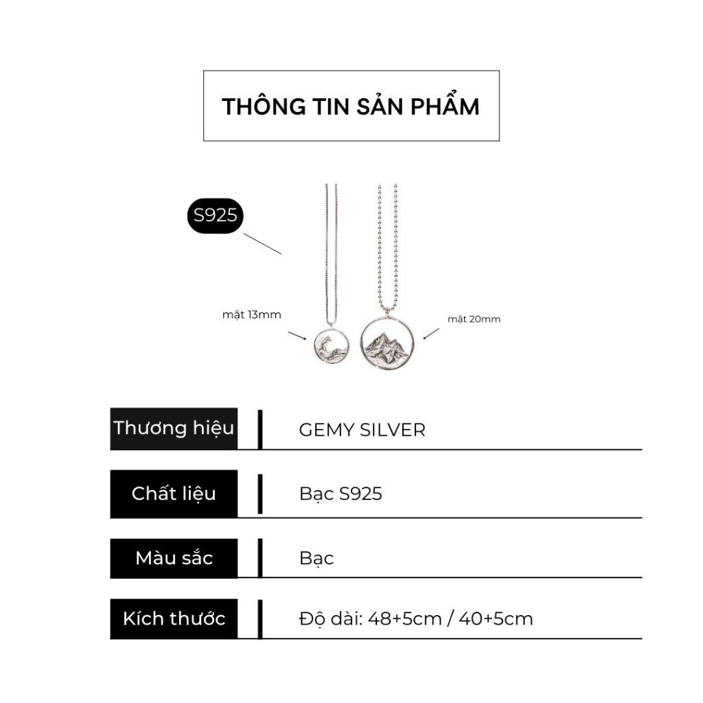 Vòng cổ đôi bạc 925 dây chuyền nam nữ Moutian 2 mẫu mới bạc 925 | GEMY SILVER VCN8