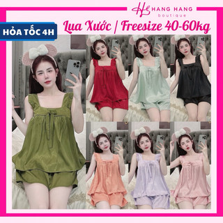 Đồ ngủ nữ 40-60kg, đồ ngủ 2 dây cánh tiên viền ren quần đùi lụa xước mềm mát 60CS21, đồ bộ nữ đồ mặc nhà trơn dễ thương