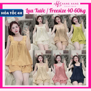 Đồ ngủ nữ 40-60kg, đồ ngủ 2 dây cánh tiên viền ren quần đùi lụa xước mềm mát 60CS21, đồ bộ nữ đồ mặc nhà trơn dễ thương