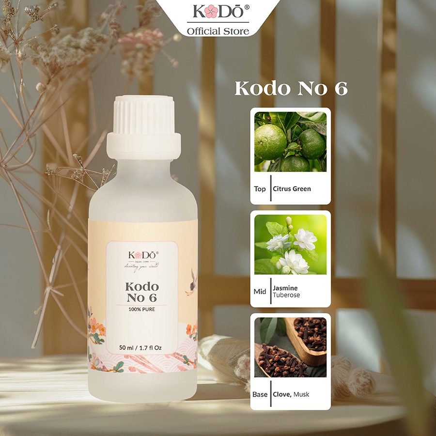 Ảnh Tinh Dầu Nước Hoa KODO No 6 Hoa Cỏ Mùa Hè Làm Thơm Phòng, Không Gian, Quần Áo - Classic Collection- Chai 10/50/100ml 1