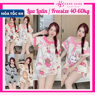 Đồ ngủ nữ 40-60kg, pijama đùi ngắn tay cổ tròn bèo lụa latin mịn mát 60CC12, đồ bộ nữ đồ mặc nhà tiểu thư dễ thương