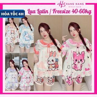 Đồ ngủ nữ 40-60kg, pijama đùi ngắn tay cổ tròn bèo lụa latin mịn mát 60CC12, đồ bộ nữ đồ mặc nhà tiểu thư dễ thương
