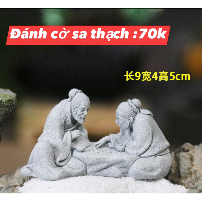 Tượng 2 Ông Lão Đánh Cờ - sa thạch