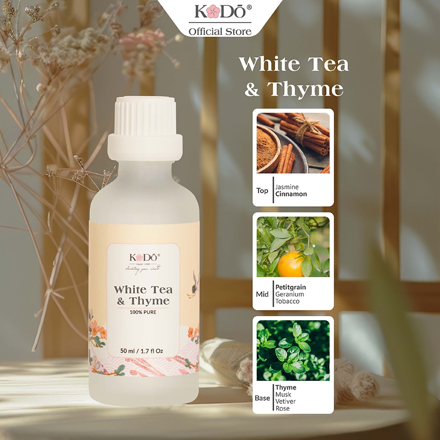 Ảnh Tinh Dầu Nước Hoa KODO White Tea & Thyme Hương Trà Trắng Và Xạ Hương Làm Thơm Phòng - Classic Collection - 10,50,100ml 1