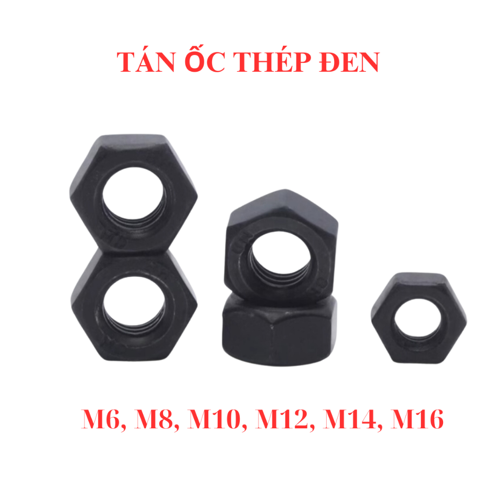 [Set 20-50 Con] Đai Ốc Thép Đen (Tán/Ê-cu) M5 M6 M8 M10 M12 M14 M16 - Đai Ốc Lục Giác Cường Độ Cao Chịu Lực Nặng | BigBuy360 - bigbuy360.vn