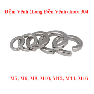 Long Đền Vênh INOX 304 (Vòng Đệm Vênh) M4 M5 M6 M8 M10 M12 M14 - Túi 20-30 Cái Chống Rỉ,Chống Nới Lỏng Bulong (Loại Xịn)