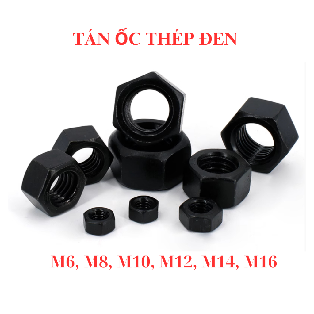 [Set 20-50 Con] Đai Ốc Thép Đen (Tán/Ê-cu) M5 M6 M8 M10 M12 M14 M16 - Đai Ốc Lục Giác Cường Độ Cao Chịu Lực Nặng | BigBuy360 - bigbuy360.vn