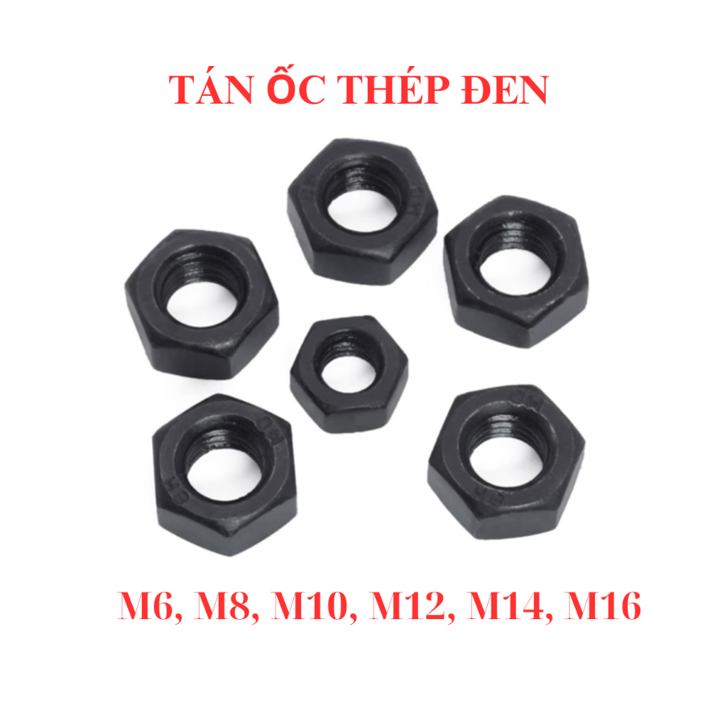[Set 20-50 Con] Đai Ốc Thép Đen (Tán/Ê-cu) M5 M6 M8 M10 M12 M14 M16 - Đai Ốc Lục Giác Cường Độ Cao Chịu Lực Nặng | BigBuy360 - bigbuy360.vn