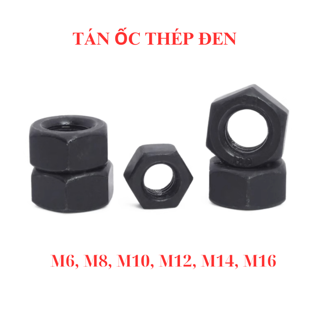 [Set 20-50 Con] Đai Ốc Thép Đen (Tán/Ê-cu) M5 M6 M8 M10 M12 M14 M16 - Đai Ốc Lục Giác Cường Độ Cao Chịu Lực Nặng | BigBuy360 - bigbuy360.vn
