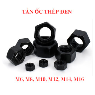 Đai ốc thép đen, Tán Ecu thép đen dùng Cho Bulong M6, M8, M10, M12, M14, M16 túi 30 con.