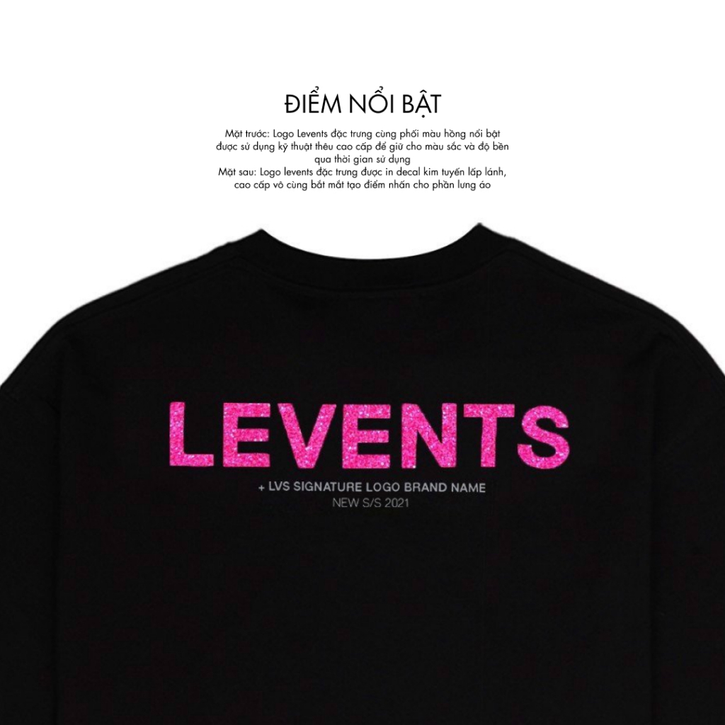 Áo thun Levents XL Logo Lấp lánh/ Black Tee 100% Cotton Unisex T-shirt ...
