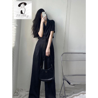 Set blazer dáng lửng mix quần culottes chất trượt hàn công sở A1040