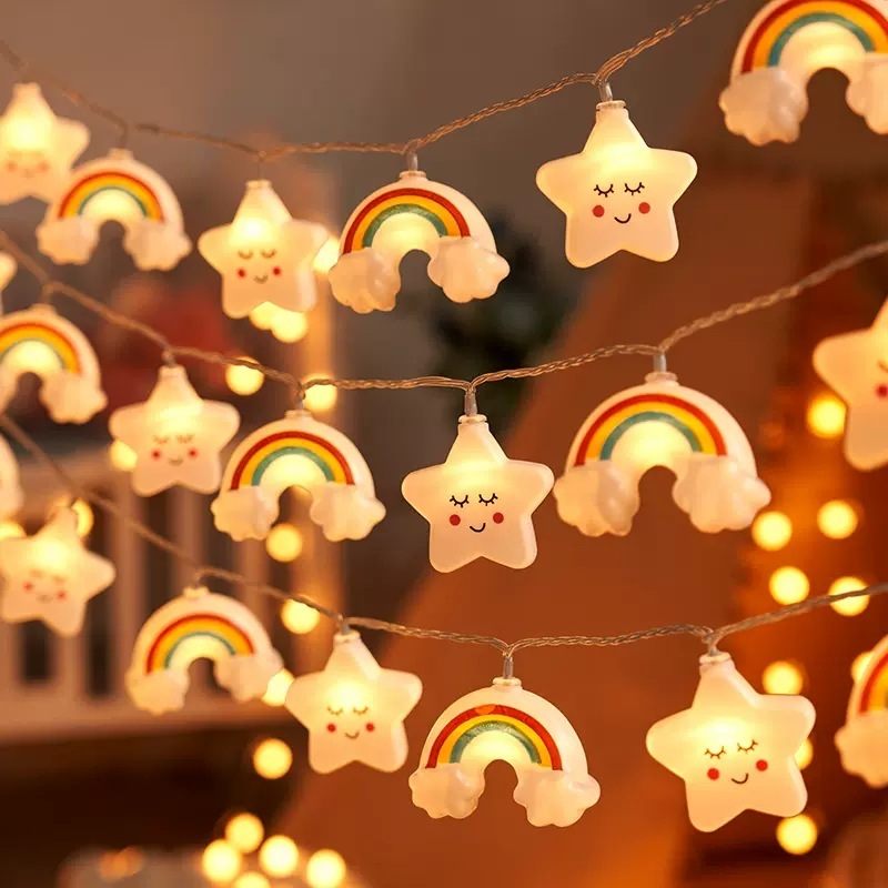 Đèn LED dây USB hình ngôi sao, cầu vồng, mây cute trang trí nhà cửa phòng ngủ, phòng khách siêu xinh, mang đi cắm trại.